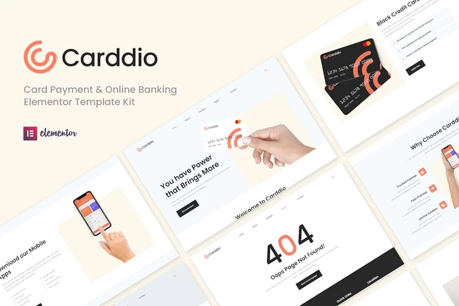 Carddio - Kit de plantillas Elementor para pagos con tarjeta y banca en línea