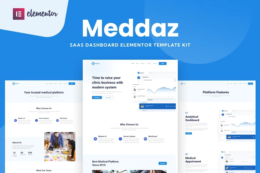 Meddaz - Kit de plantillas SaaS Medical Elementor