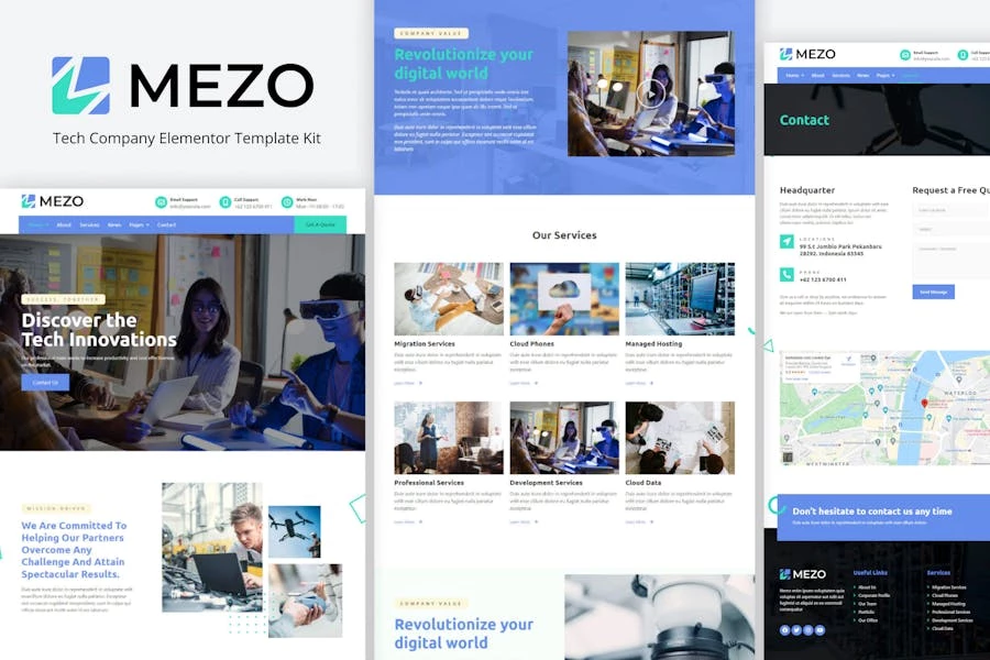 Mezo - Template Kit de Elementor de Tech Company