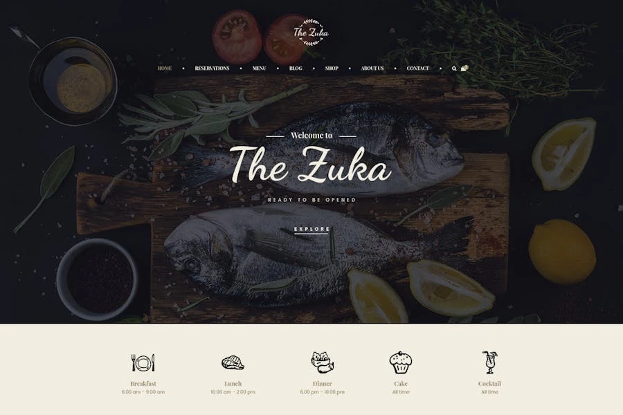 Zukares ? Template Kit para restaurantes y cafeterías Food Elementor