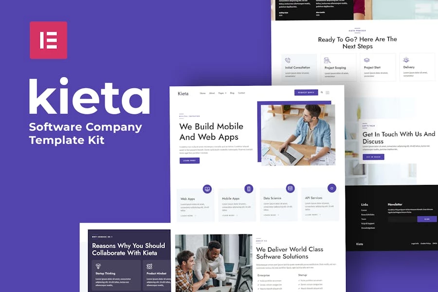 Kieta - Template Kit Elementor para Agencia de Aplicación y software