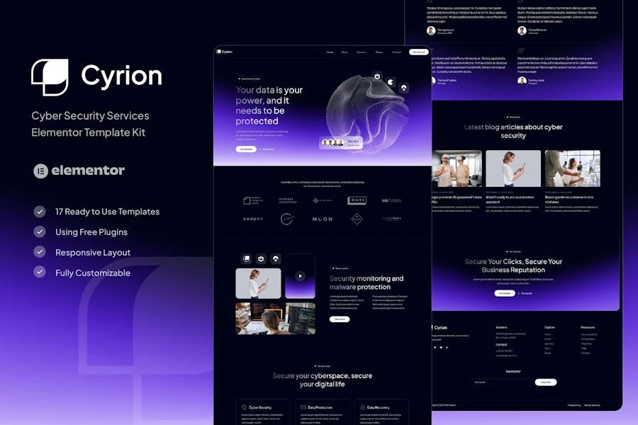 Cyrion - Template Kit Elementor para servicios de ciberseguridad