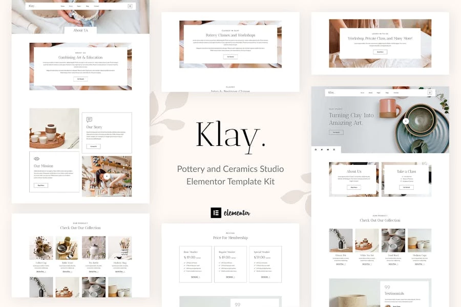 Klay - Template Kit Elementor para estudio de cerámica y cerámica