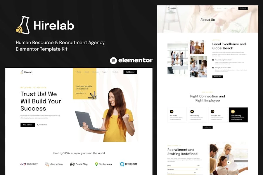 Hirelab - Template Kit Elementor para Agencia de recursos humanos y reclutamiento
