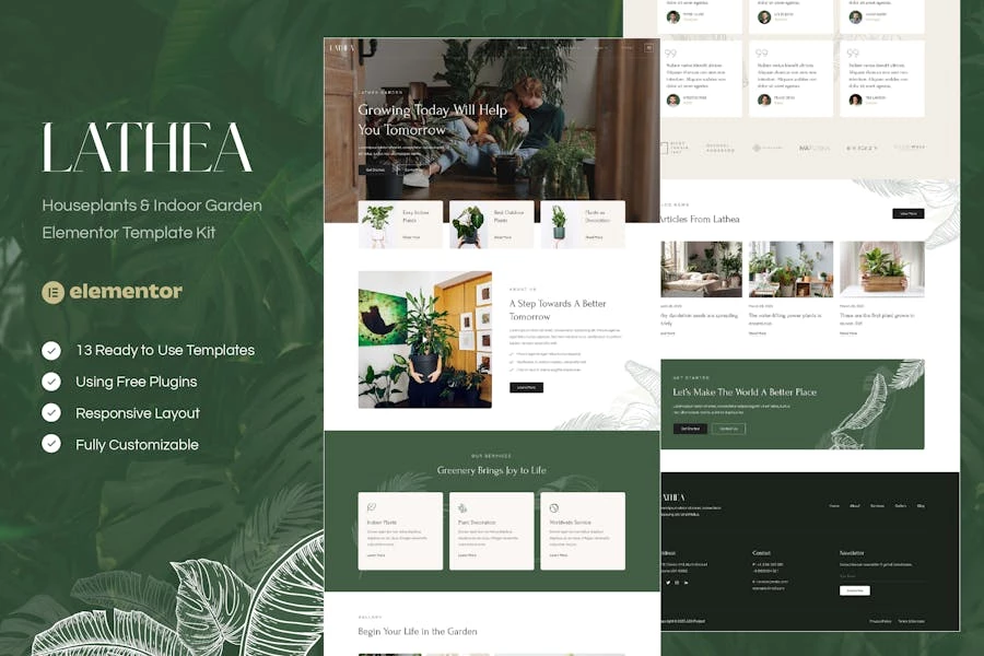 Lathea - Template Kit Elementor para plantas de interior y jardines interiores