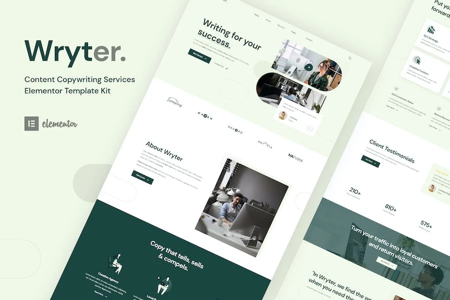 Wryter - Template Kit Elementor para servicios de redacción de contenido