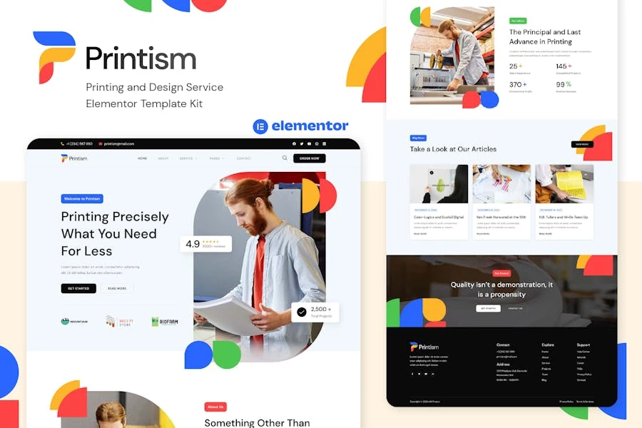 Printism: Template Kit Elementor para servicios de impresión y diseño