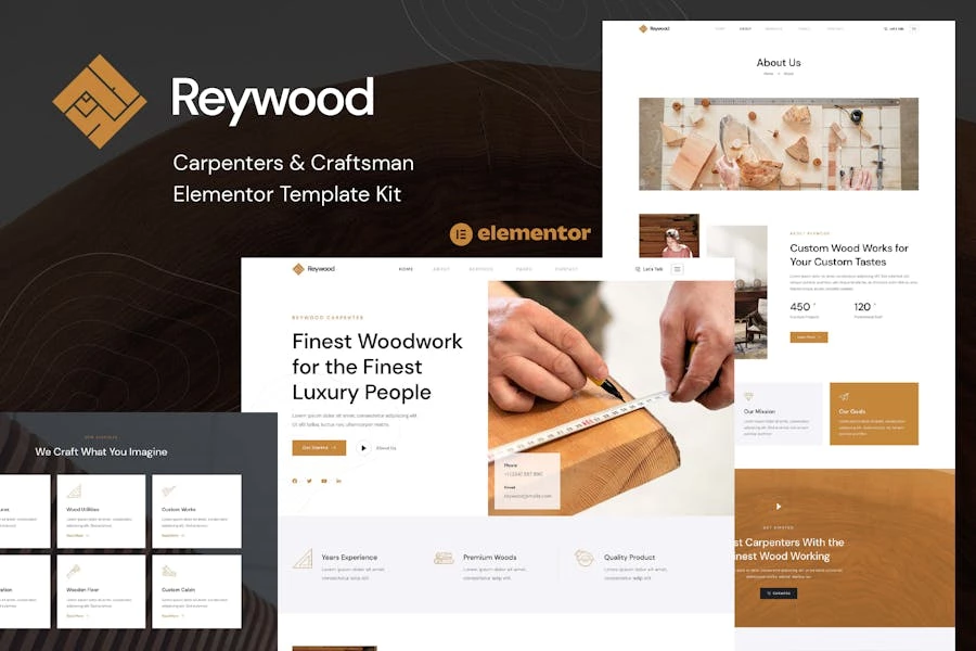 Reywood - Template Kit Elementor para carpinteros y artesanos