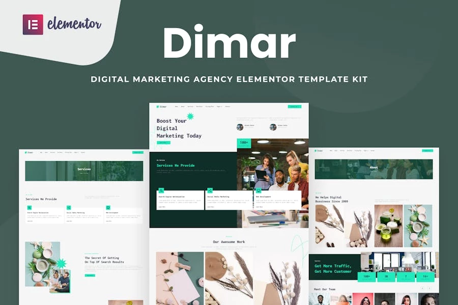 Dimar - Kit de plantillas Elementor de marketing digital
