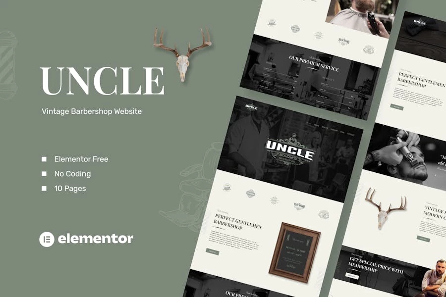 Uncle - Template Kit de Barbershop Elementor