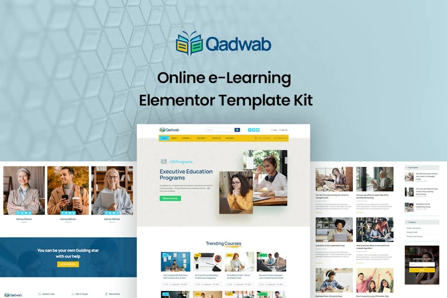 Qadwab - Template Kit de Elementor para aprendizaje electrónico en línea