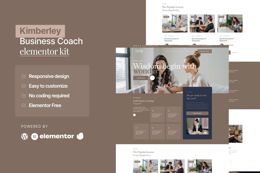 Kimberley - Template Kit Elementor para coaching empresarial