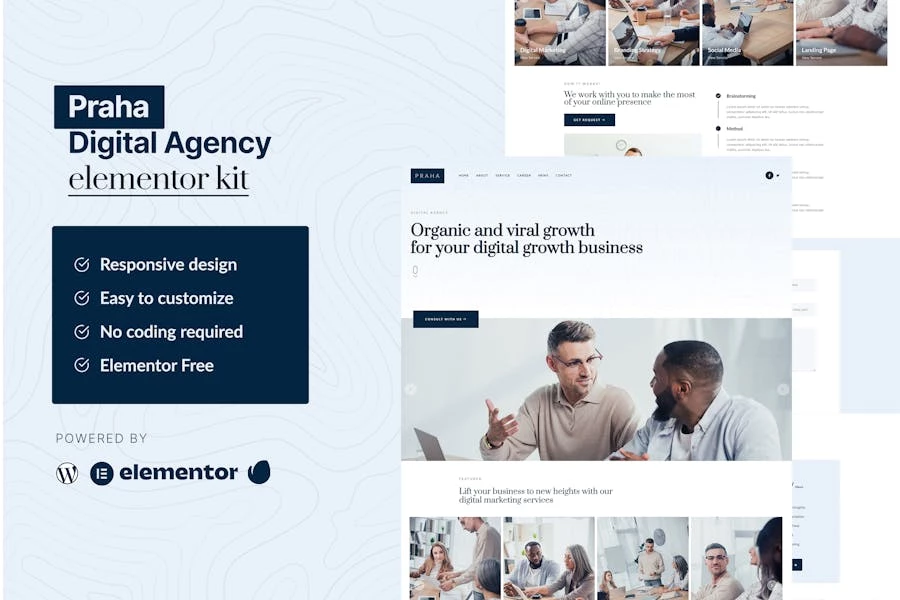 Praha - Template Kit Elementor para Agencia digitales