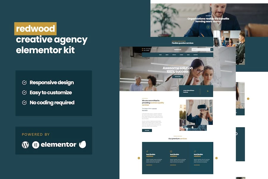 Redwood - Template Kit profesionales de Elementor empresarial de agencia creativa