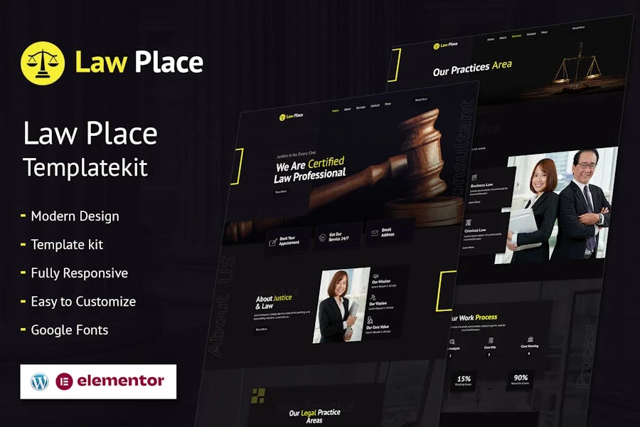 Law Place - Template Kit Elementor para firmas legales y de abogados