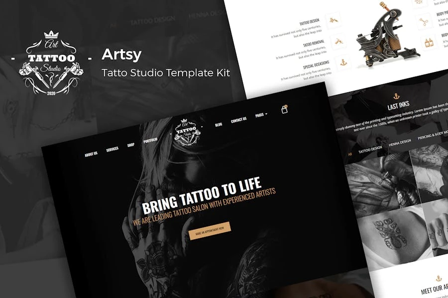 Artsy - Template Kit Elementor para Tattoo Studio