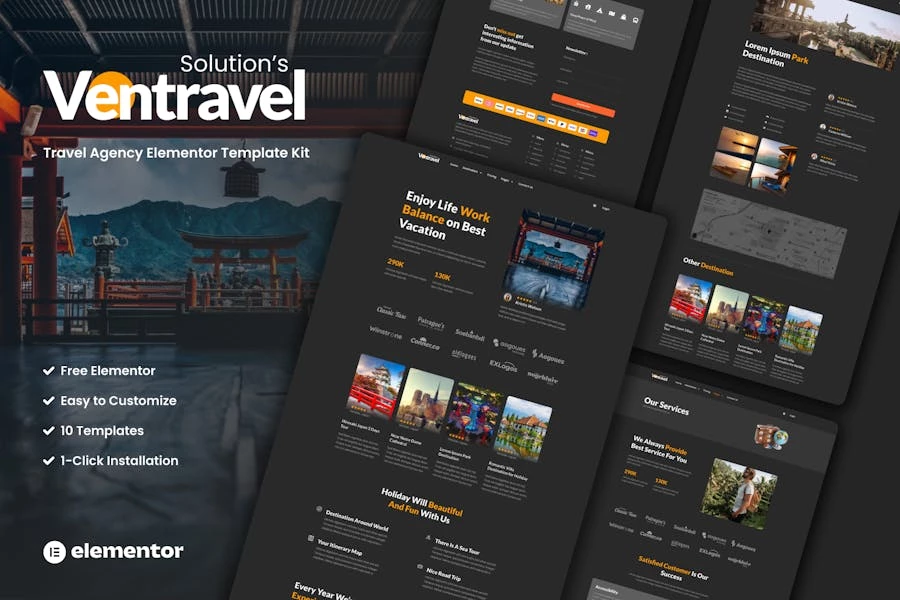 Ventravel - Template Kit Elementor para Agencia de viajes