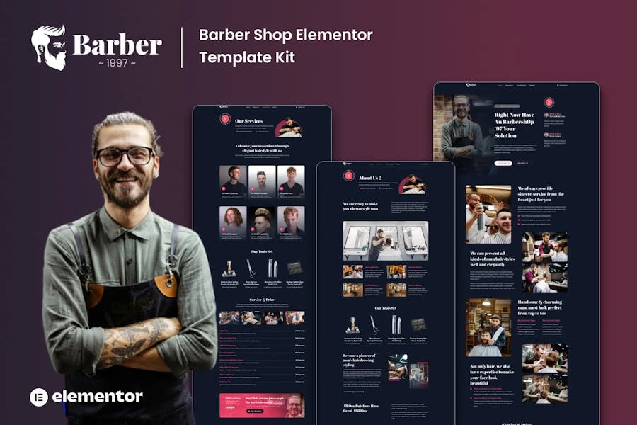 Barber 1997 - Template Kits Elementor de Barbershop