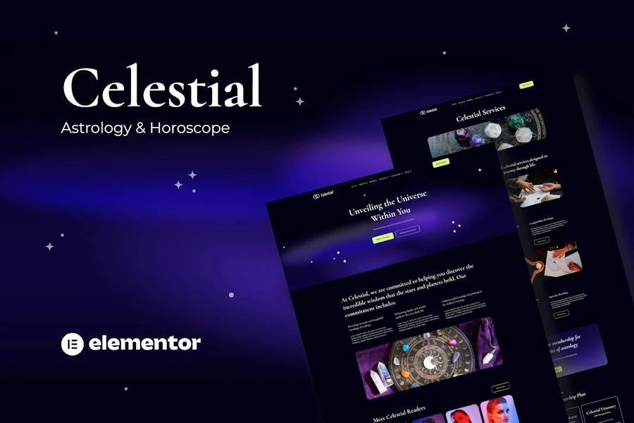 Celestial - Kit de plantillas Elementor para astrología y horóscopo