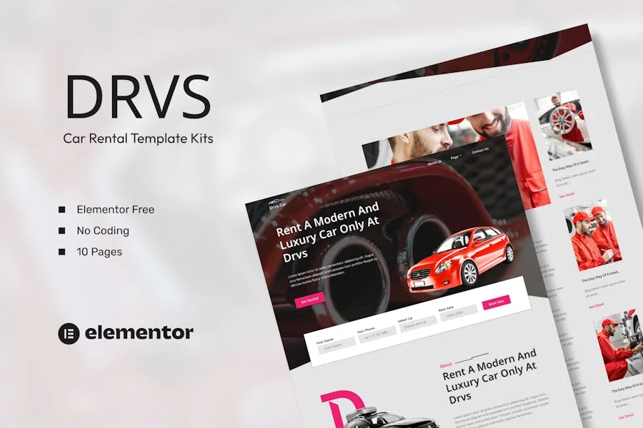 DRVS ? Template Kit Elementor para alquiler de vehículos