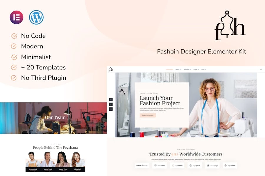 Feyshana - Template Kit Elementor Pro para diseñadores de moda