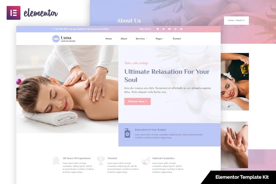 Luna - Template Kit Elementor Spa & Wellness