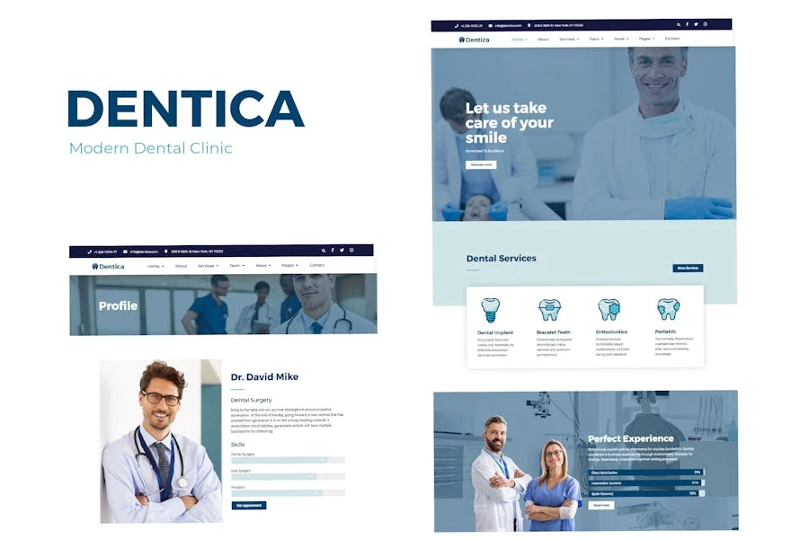 Dentica - Kit de plantillas Elementor para clínicas dentales