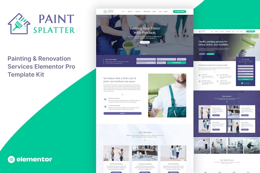 Paint Splatter - Template Kit Elementor Pro para servicios de pintura y renovación