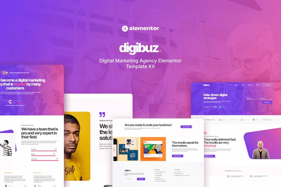 Digibuz - Kit de plantillas Elementor para agencia de marketing digital
