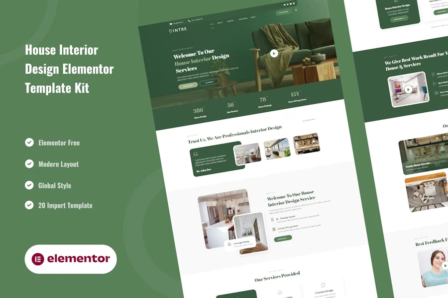 Template Kit Elementor de Intre - House Interior Design Service