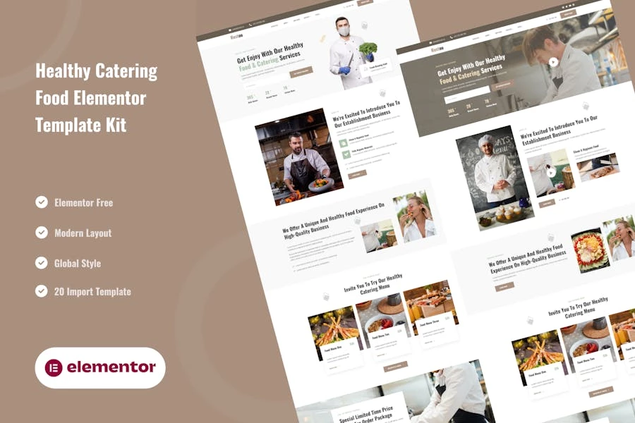 Restou - Template Kit Elementor para servicios de comidas saludables