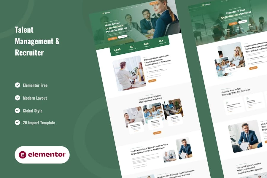 Talento - Template Kit Elementor para gestión de talentos y reclutamiento