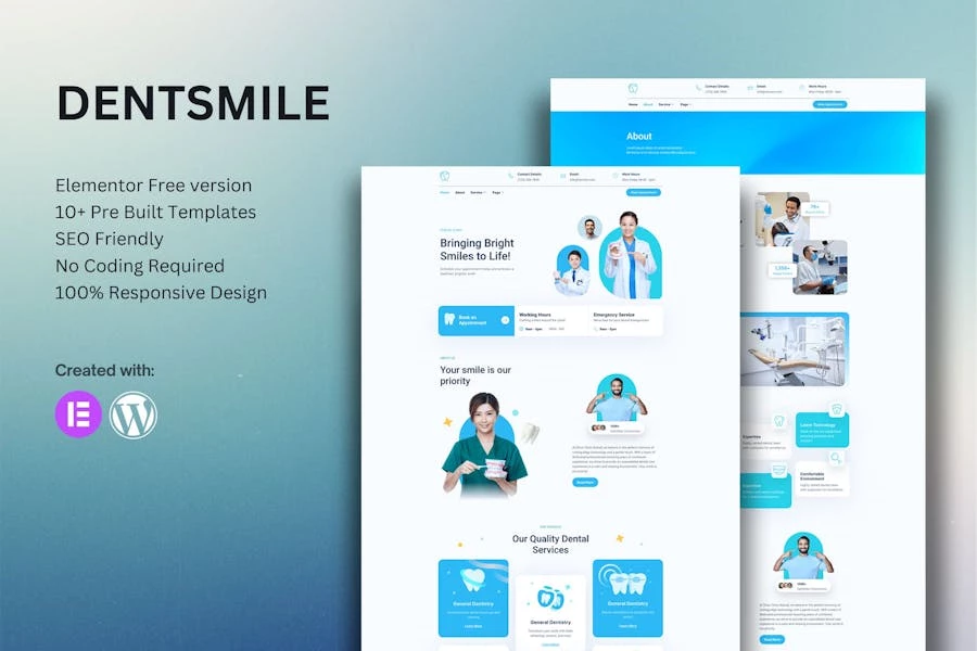 Dentsmile ? Kit de plantillas Elementor para dentistas y clínicas dentales