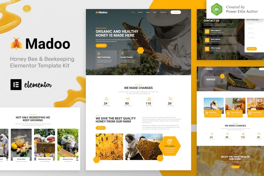 Madoo ? Template Kit Elementor para abejas melíferas y apicultura