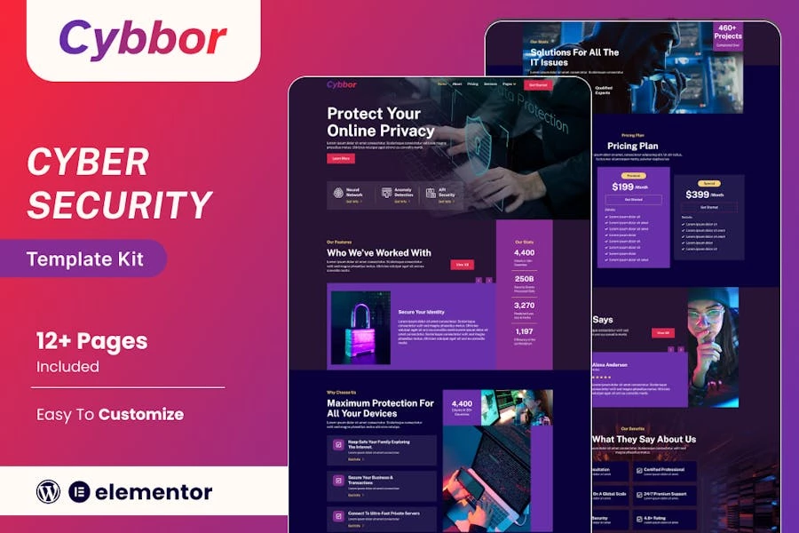 Cybbor ? Kit de plantillas Elementor para servicios de ciberseguridad