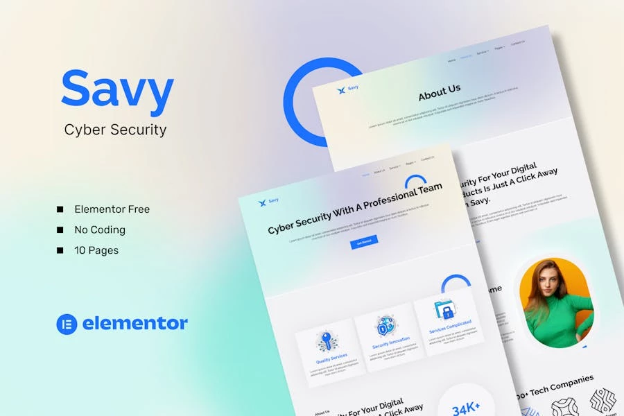 Savy - Template Kit Elementor de ciberseguridad
