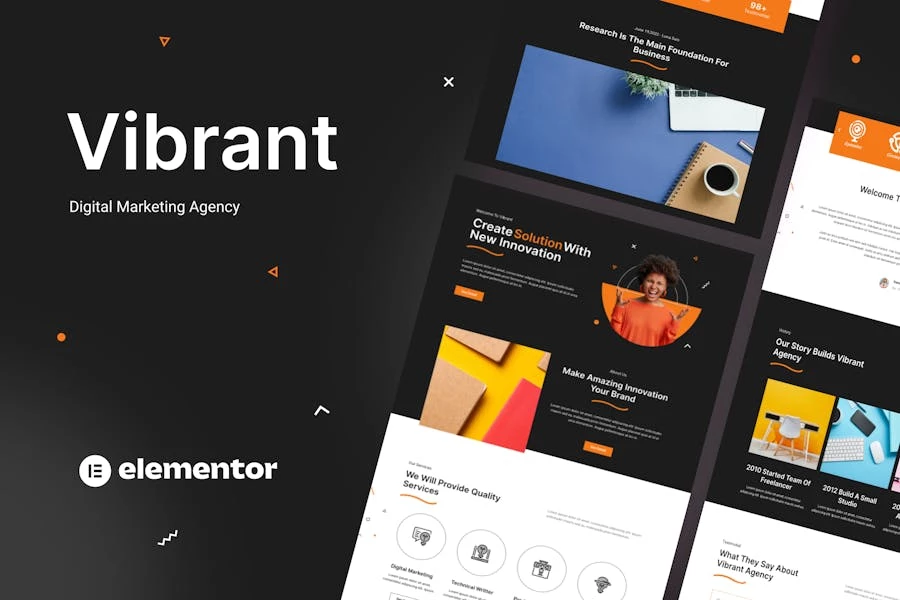 Vibrant - Template Kit Elementor de agencia digital