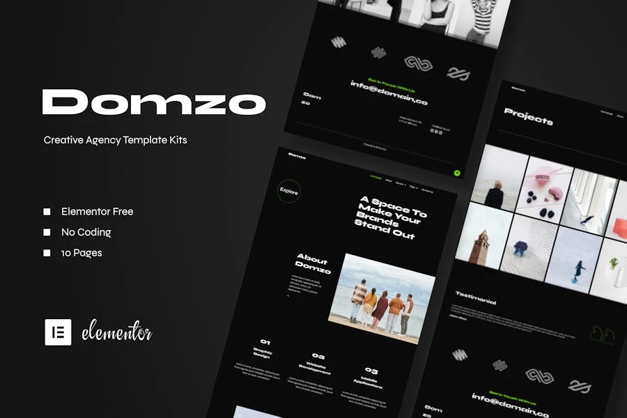 Domzo - Template Kit de Elementor de agencia creativa