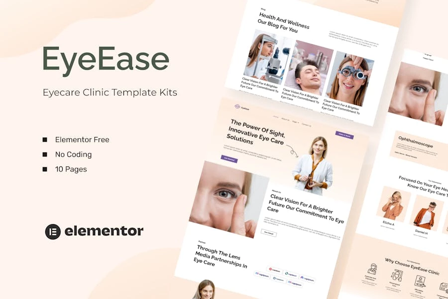 EyeEase - Template Kits para clínicas de cuidado de la vista