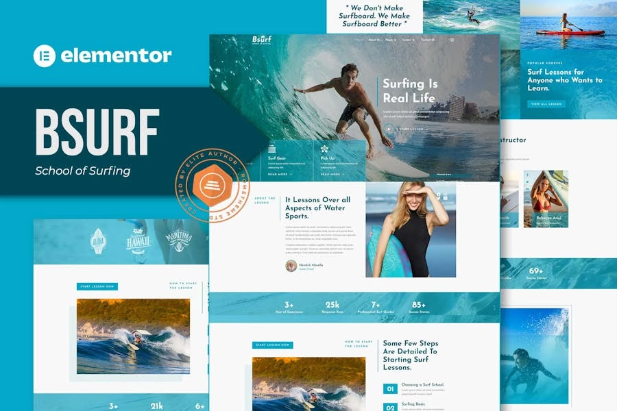 Bsurf - Template Kit Elementor para escuelas de surf