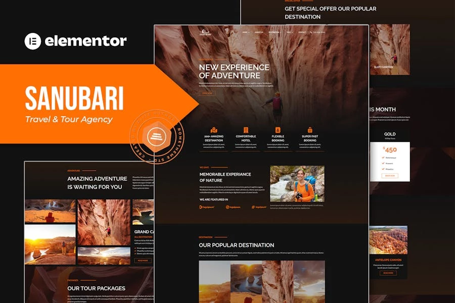 Sanubari - Template Kit Elementor para Agencia de viajes y viajes