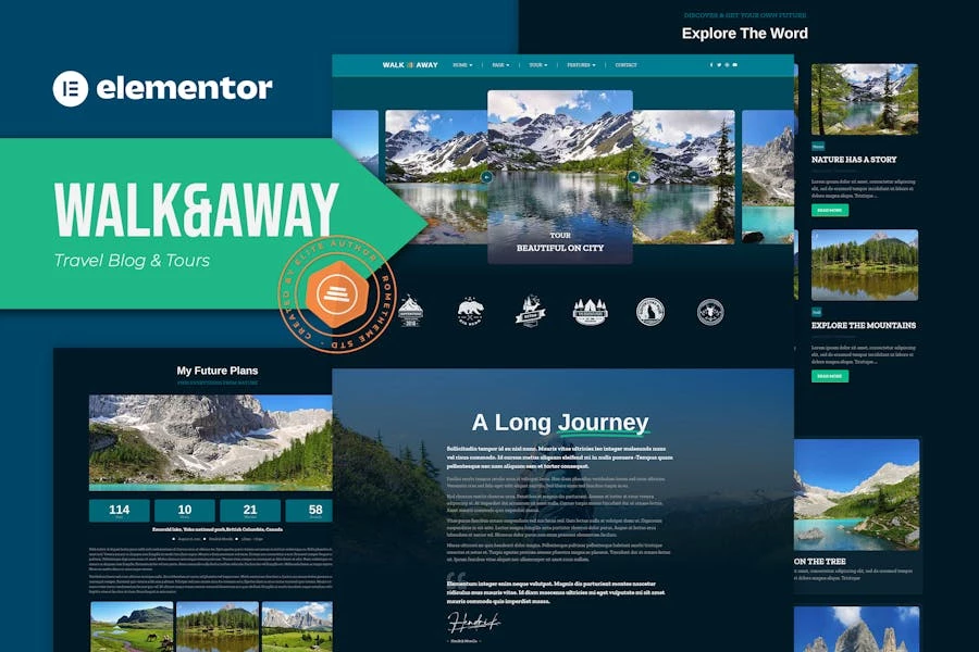 Walk&Away - Template Kit Elementor para blog de viajes y recorridos