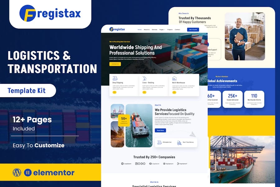 Fregistax - Kit de plantillas Elementor para carga y logística