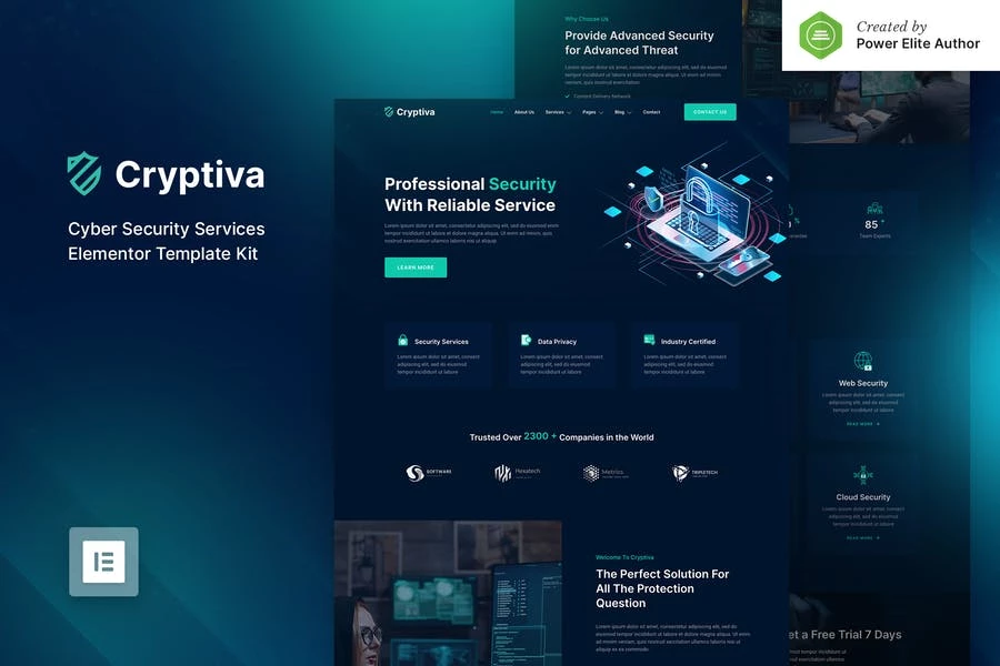 Cryptiva - Template Kit Elementor de servicios de ciberseguridad