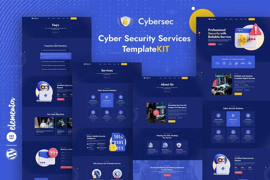 Cybersec - Template Kit Elementor para servicios de seguridad