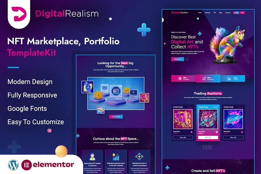 Realismo digital | Template Kit NFT Elementor