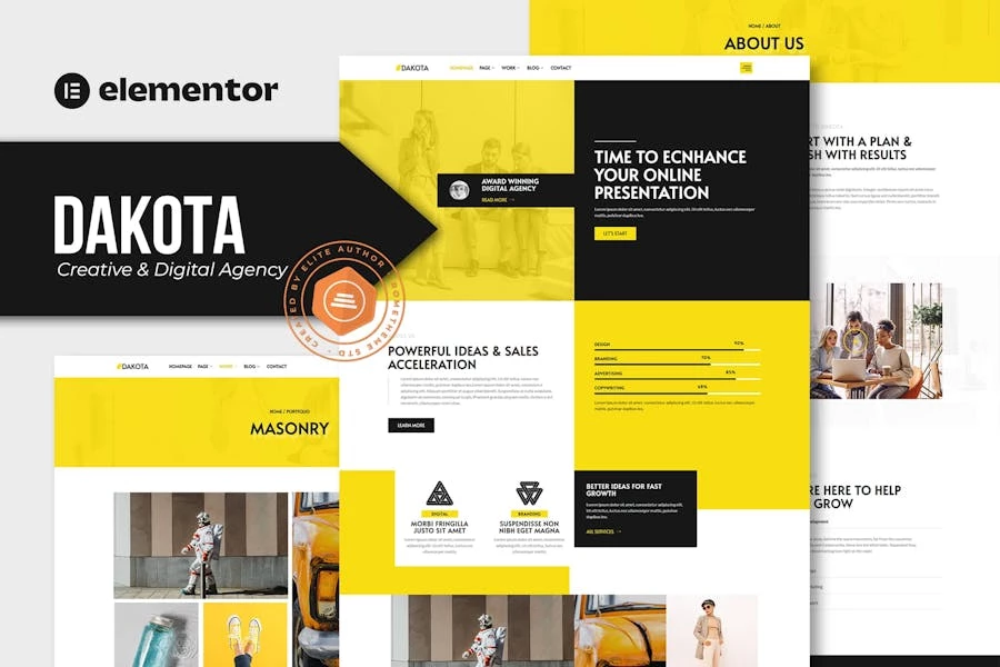 Dakota - Template Kit Elementor para agencia creativa y digital