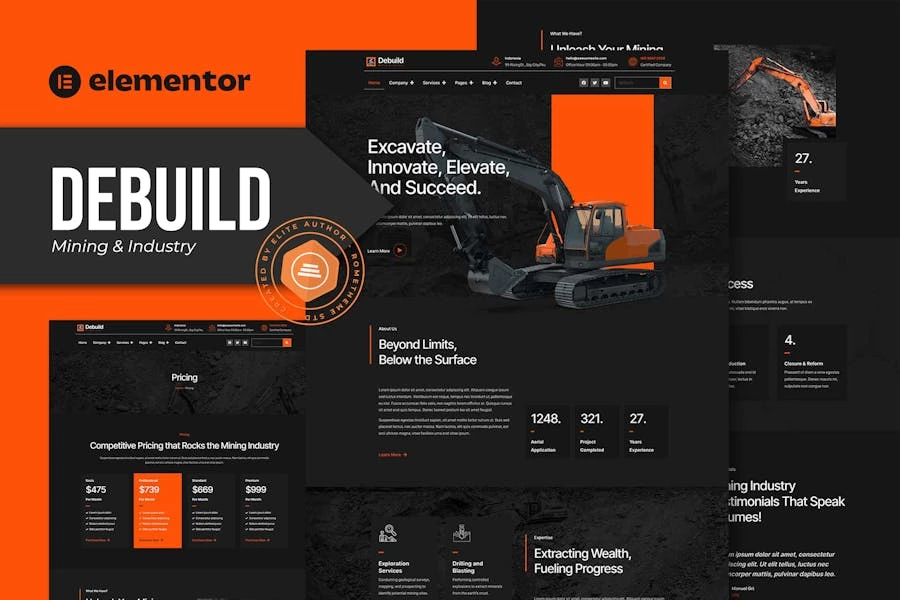 Debuild - Template Kit Elementor Pro para minería e industria