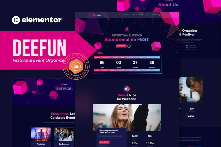 DeeFun - Template Kit Elementor para organizar festivales y eventos
