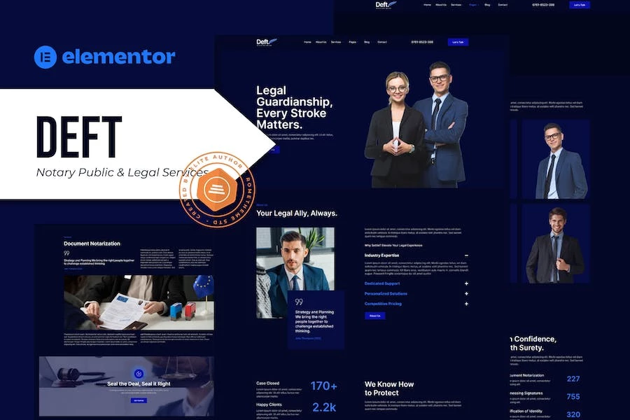 Deft - Kit de plantillas Elementor para servicios legales y notariales